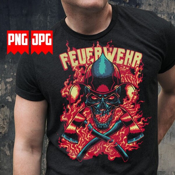 Feuerwehr Png for Sublimation & Dtg | German Firefighter Png | German Firefighter Shirt | Skull Feuerwehr Png | Feuerwehr shirt | Feuerwehr
