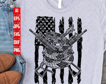 Rattle Snake in Machine Gun | 2nd amendment png | Military Svg | US Military Shirt | Us Veteran Svg | Patriotic Png | Don't tread on me Svg
