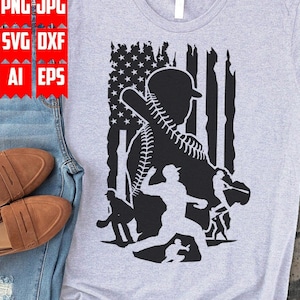 USA Flag Baseball Scene Svg Files | US baseball Svg | Baseball Png | Baseball Shirt | Baseball Clipart | US Baseball team Logo | Cut Files