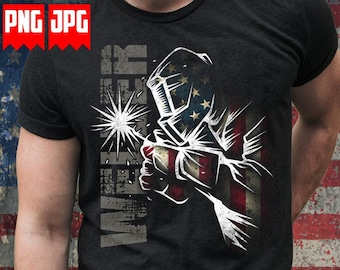Archivos PNG de soldador con bandera de EE. UU. para sublimación y DTG / Soldador Png / Camiseta de soldador / Impresión de vaso de soldador / Descargas digitales / Soldador de EE. UU. Png