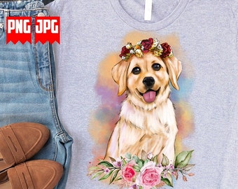 Cute floral Labrador Dog Png Sublimation | Labrador Dog Png | Dog Lover Png | Labrador Dog Owner Shirt | Cute Floral Animals Png | Dog Png