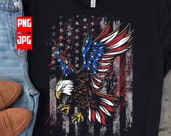 US Patriotic Eagle Png Files for Sublimation | US Eagle Png | Bald Eagle Svg | Usa Freedom Svg | US eagle Shirt | Veteran png | Military Png