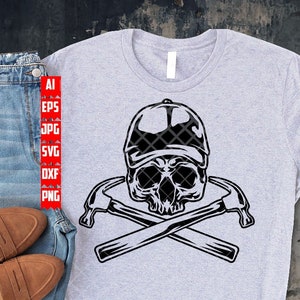 Carpenter Skull svg | Carpenter Clipart | Repair Dad Stencil | Repairman Shirt png | Carpenter Repair Cut file | Construction Svg | Digital