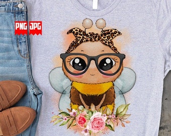 Söt blommig babybi PNG | PngSublimering | Söt djurbi PNG | Bi Clipart | Bi PNG | Blommigt bi PNG | Glad bi PNG | Bitröja | Bi