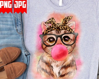 昇華および DTG プリント用のかわいい面白い猫の PNG ファイル | かわいい猫の動物の PNG | 猫の水彩画の PNG | 壁飾りの猫の PNG | デジタル ダウンロード