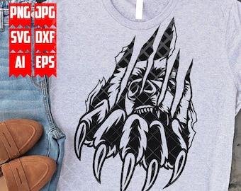 Scratch Claw Grizz Bear svg | Animal Claw Clipart | Teddy Scratch Cut File | Wild Animal Stencil | Grizzly Shirt png | Teddy Shirt dxf jpeg