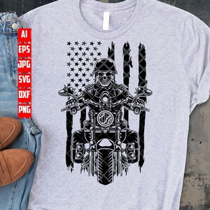 Amerikaanse Biker Skull-svg | Motorfiets-clipart | Rider Dad-sjabloon | Shirt Big Bike Rally, png | Motorfiets dxf | Cutfile sportmoeder | Extreme rit