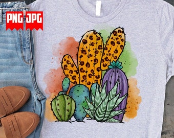 Cactus watercolor PNG Files for Sublimation & Dtg | Cactus Png | Cactus Sublimation | Desert Png | Western Cactus Plants Png | Digital Files