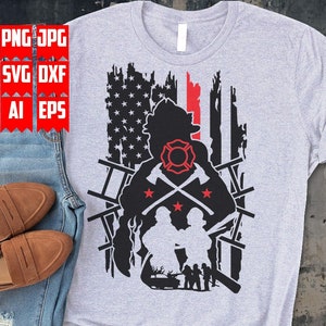 USA Firefighters Scene Svg | US Firefighter svg | Fireman Svg | Rescue Svg  | Firefighter Png | Usa First Responder Svg | US Firefighter Png