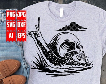 Snail Skull svg | Haunted Animal Clipart | Horror Snail Stencil | Creepy Snail Cut File | Spooky Halloween T-shirt png | Crawling Snail dxf