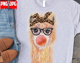 Lama mignon drôle PNG pour sublimation | Lama png | Aquarelle Animal PNG | Animaux Mignons PNG | Chemise Lama | Clipart Lama | Téléchargement numérique