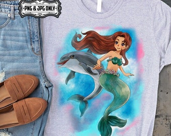 Mermaid and Dolphin PNG Files for Sublimation | Dolphin Png | Sea Animal Png | Watercolor Png | Dolphin Png Tumbler | Mermaid watercolor Png
