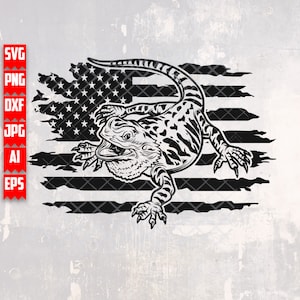 US Bearded Dragon svg | Monitored Lizard Clipart | USA Dino Shirt png | Reptile Stencil | Beard dxf | Wild Animal Cutfile | Safari Life jpeg