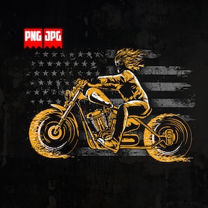 US Flag Biker Flaming Skull PNG files for Sublimation & Dtg Prints | US Biker Png | Biker Shirt | Digital Downloads | Biker Club logo