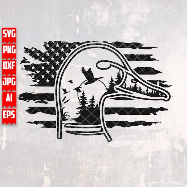 US Duck Scenery svg | Waterfowl Hunting Clipart | Outdoor Camping Stencil | CampLife Shirt png | Hunter Dad Cutfile | Wild Goose Scene dxf