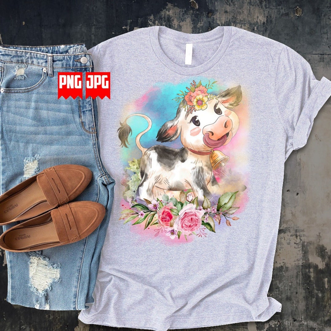 Cute Baby Floral Cow PNG || Files for Sublimation || Farm Cow Png ...