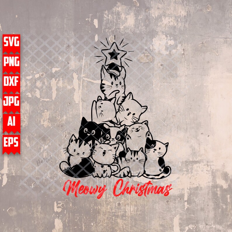 Meowy Christmas Svg Files Christmas Svg Cat Christmas Svg - Etsy