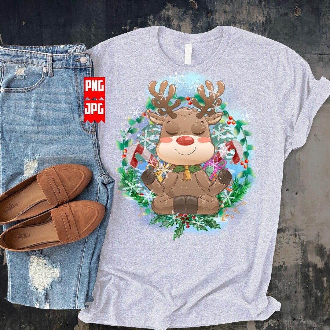 Cute Christmas Reindeer Yoga Png Files for Sublimation | Christmas Png ...