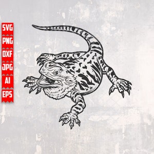 Bearded Dragon svg | Monitored Lizard Clipart | Dino Shirt png | Reptile Stencil | Beard dxf | Wild Animal Cutfile | Exotic Safari Life jpeg