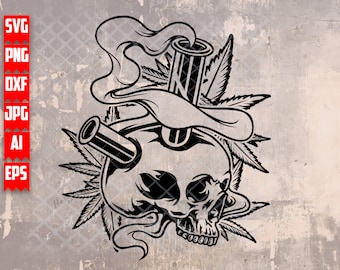 Weed Skull Smoke Svg Smoking Joint Svg Marijuana Clipart - Etsy