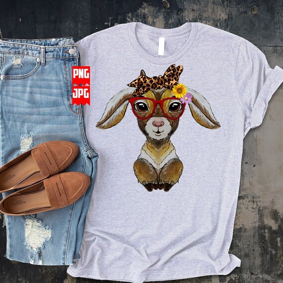 Cutest Baby Goat Png Sublimation | Cute Goat with Glasses | farm Goat Png | Cute Baby Animals Png | Goat Lover Shirt | Watercolor Animal Png