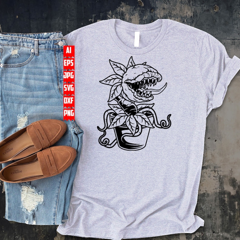 Monster Plant svg | Zombie Clipart | Halloween Garden Shirt png | Flower Shop dxf | Floral Alien Cutfile | Horror Farm jpeg | Venus Flytrap image 2