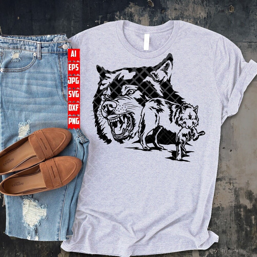 Wolf Hunting Scene Svg | Wilderness Clipart | Wild Life Cutfile ...