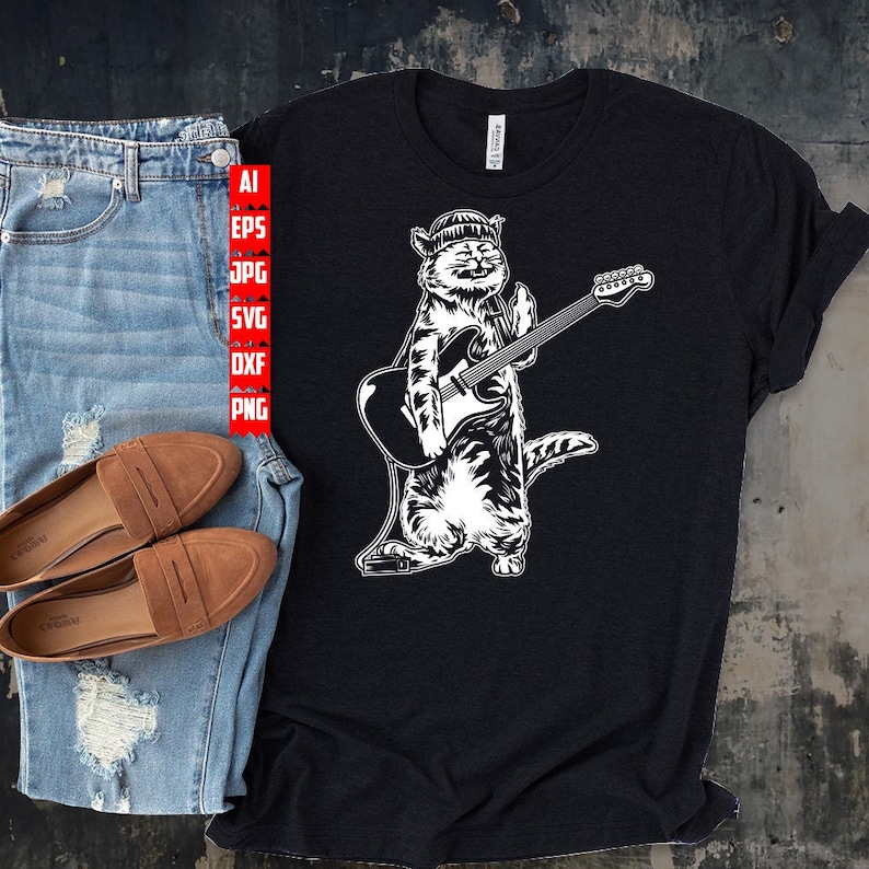 Rockers Cat Svg Rockstar Animal Clipart Rock Band Gift Etsy