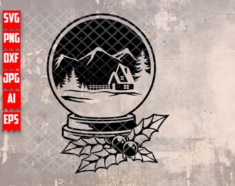 Christmas Ball svg | Snow Ball Clipart | Snow Globe Stencil | Mistletoe dxf | Xmas Village Cut File | North Pole Scene jpeg| Christmas Shirt