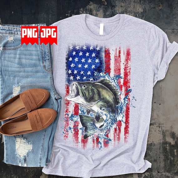 USA flag Bass Fish PNG files for Sublimation & Dtg Prints | Bass Fish Png | Bass Fish Shirt | Usa Bass fish Clipart | Digital prints Png