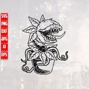 Monster Plant svg | Zombie Clipart | Halloween Garden Shirt png | Flower Shop dxf | Floral Alien Cutfile | Horror Farm jpeg | Venus Flytrap
