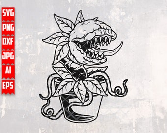 Monster Plant svg | Zombie Clipart | Halloween Garden Shirt png | Flower Shop dxf | Floral Alien Cutfile | Horror Farm jpeg | Venus Flytrap