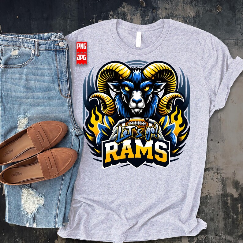 Let's Go Rams Football Png | Mascot Football Png | Football Team Shirt ...