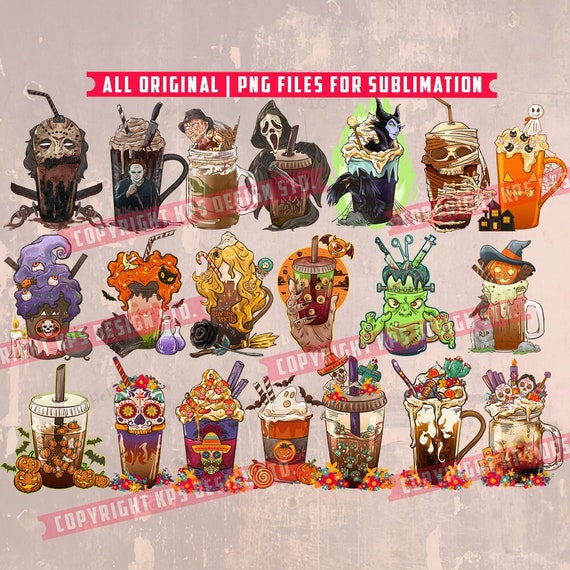 20 Halloween Coffee Bundle PNG Files for Sublimation ALL Etsy
