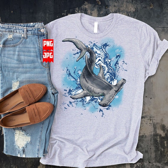 Hammerhead Shark Png files for Sublimation | Shark Animal Png | Fish Png | Animal watercolor | Sea Animal Png | Shark Clipart | Digital File