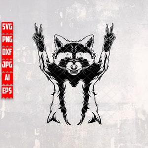 Raccoon Peace Sign svg | Trash Panda Clipart | Street Cat Shirt png | Woodland Animal Cutfile | Wild Trashy | Scavenger Dumpster Stencil