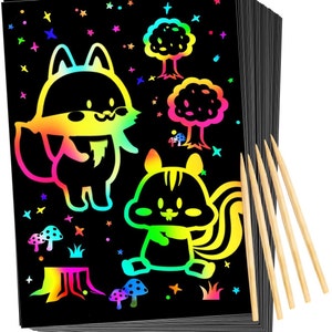 Scratch Paper Art Set, 10 25 50 Piece Rainbow Magic Scratch Paper for Kids Black  Scratch it Off Art Crafts Notes Boards Sheet with 5 Wooden Stylus for  Easter Party Game Christmas Birthday Gift