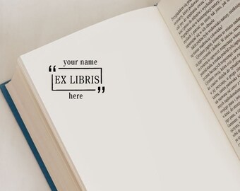 Timbre Ex Libris, Custom Ex Libris, Timbre en caoutchouc avec manche en bois.