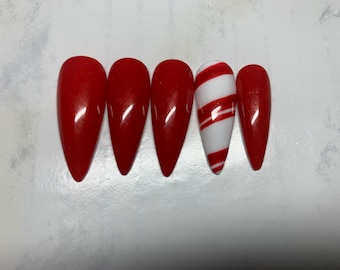 Candy Cane (Candy Red) Press on Nails