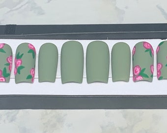 Floral Rose Press on Nails