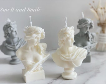 Apollo Bust Soy Wax Candle: Greek God Statue Candle