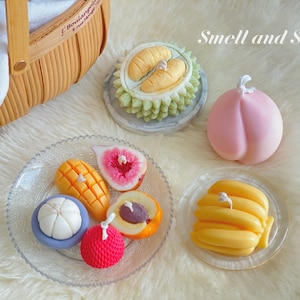 Fruit Platter Scented/Unscented Realistic Candle- Strawberry- Mango- Fig- Apricot- Banana- Mangosteen- Peach- Durian Fruit Candle