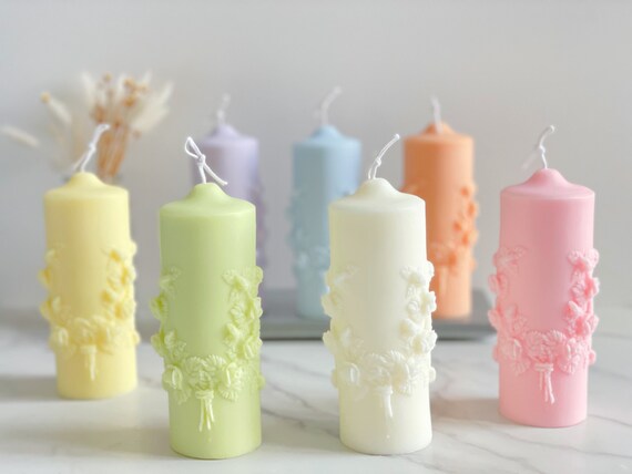Rose Bouquet Pillar Soy Wax Scented/ Unscented Candle｜Homedecor｜Flower Pillar Candle
