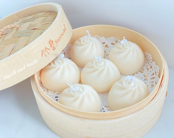 Dumpling Candle｜Xiaolongbao scented soy wax candle｜steamed juicy bun candles｜food shaped pillar candle｜Bun Candle｜food candle