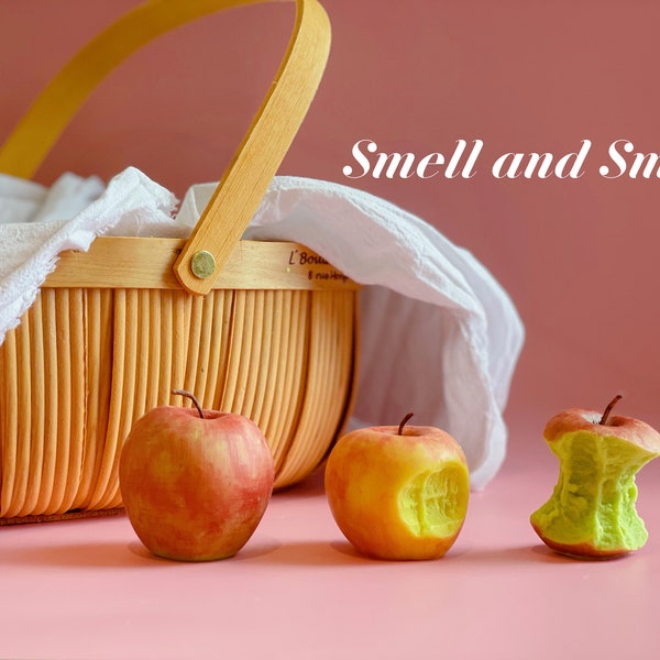 Bougie parfumée à la pomme semblable à la vie - Bougie Creative Ins - Bougie pomme entière - Pomme avec une bouchée-Apple Core-décor maison