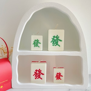 Mahjong Candle|New year gift|Christmas gift candle| “Getting Rich” Green Mahjong｜Soy wax Pillar Candle