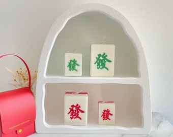 Mahjong Candle|New year gift|Christmas gift candle| “Getting Rich” Green Mahjong｜Soy wax Pillar Candle