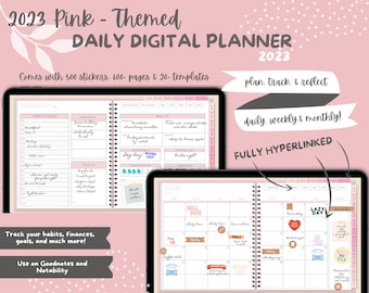 Hyperlinked 2023 Digital Planner, Pink Blush Themed, Dated Daily, Weekly, and Monthly, for iPad Goodnotes, Notability, with Digital Stickers