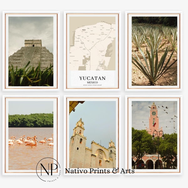 Yucatan Photos to Print Yucatan Mexico Yucatan Wall Art Set of 6 Yucatan Photographs to Frame Decorate Wall Photos