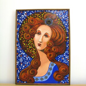 Renaissance Girl Portrait, Original Acrylic Painting, Framed Canvas Art